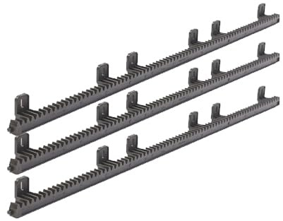 Pack 3 metros de cremallera nylon para puertas corredera, cancelas correderas y portones compatible con cualquier motor del mercado, interior en acero reforzado, 3 tramos de 1 metro de cremallera