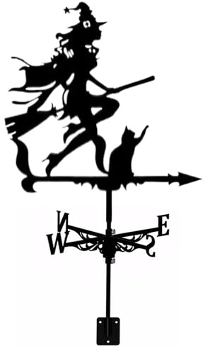 Witch Weathervanes, 55 cm/21,7 Zoll Metall Hexenwetterwetter für Dach, Dachhalterung Retro Windrichtungsindikator, Außenskulptur für Farm Yard Gartendekorationen