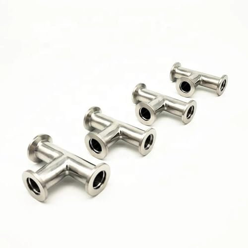 AYYSSM Neue KF16 KF25 KF40 KF50 Flansch Gleich Gerade Tri Clamp T-stück Edelstahl Sanitär 3 Weg T Ferrule Rohr anschluss Fitting (Color : Silver, Size : KF25)