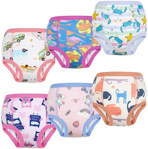 FLYISH DIRECT Culotte Enfant Apprentissage pour Filles, 100% Coton, Absorbant et Lavable, 2 ans, Rose Mignon