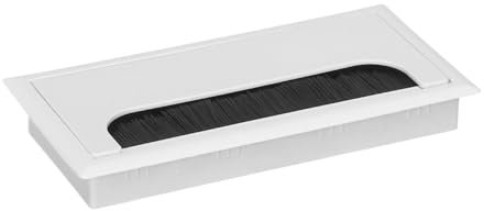 GSJNHY Desk Table Grommet Rectangle Desk Wire Hole Cover Table Outlet Port Computer PC Desk Cable Grommet Hole Holder with Black Brush Cable Organizer (Color : White-80x160mm)