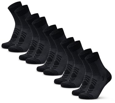 DANISH ENDURANCE Vandringsstrumpor, Lätt Merinoull, Strumpor med anti-blåsor dämpning, för Män & Kvinnor, Unisex, 5-pack, Svart - 5 pack, 39-42