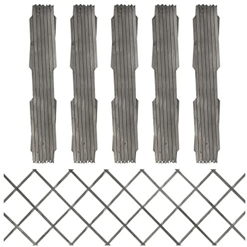 LAPOOH 316424 Trellis Fence, 5 Pieces in Solid Grey Fir 180 x 60 cm, Truss Fence, Garden Grate Fence, Panels for Fencing