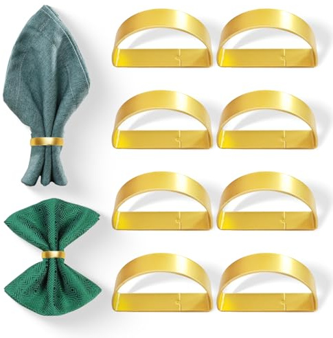 8 Stück Serviettenringe Gold Elegante Serviettenringe Vintage Serviettenring Leicht zu reinigende Serviettenschnallen Blätter für Hochzeiten Jubiläen Weihnachten Partys und Abendessen