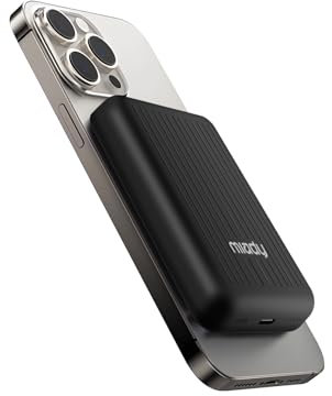 Miady Magnetic Power Bank, 5000mAh Ultra Slim Magnetic Wireless Portable Charger, USB C In & Output Compatible with iPhone 17/16/15/14/13 Series