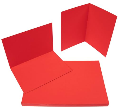 PresentFill® Klappkarten blanko in Rubin Rot - 25 Faltkarten A6, Klappkarte ideal zum Karten selbst gestalten, beschriften oder bedrucken - passend für C6 Umschläge