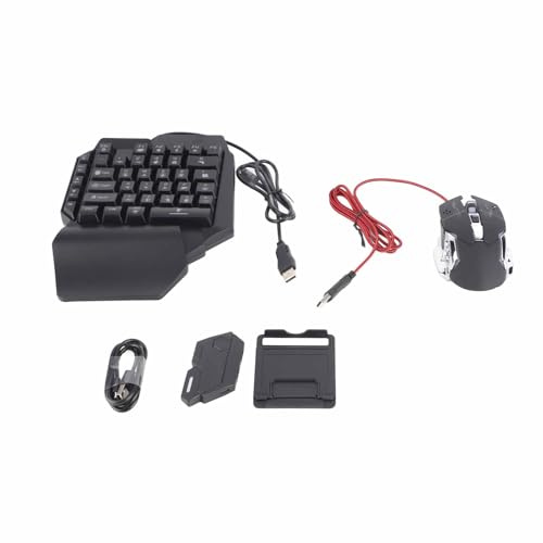 Locadence One Handed RGB Gaming Keyboard and Mouse Combo, Portable Bluetooth 35 Keys Mini Half Hand Gaming Keyboard Mouse with Converter, Game Controller for PC Gamer
