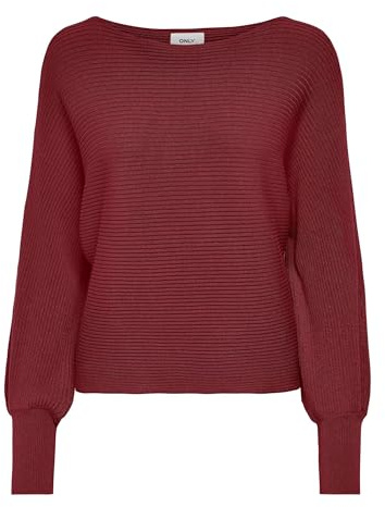 ONLY Damen Onladaline L/S Short Pullo KNT Noos Strickpullover Mit U-Boot-Ausschnitt 15226298 ,Cabernet ,M