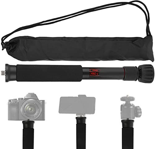 Mini monopiede per fotocamera portatile, monopiede ad altezza regolabile, asta di supporto per selfie stick per fotocamera reflex, microfono per telefono cellulare, luce a LED (P-256A)