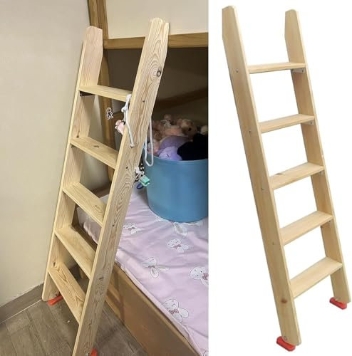 SAFWELAU Step Climb Ladder Loft Bed Ladder Replacement Bunk Bed Ladder with Brackets & Non-Skid Feet Pads, Wood Ladder for Bookstore Bedroom Dorms(225cm/88.5/7.3ft Tall)