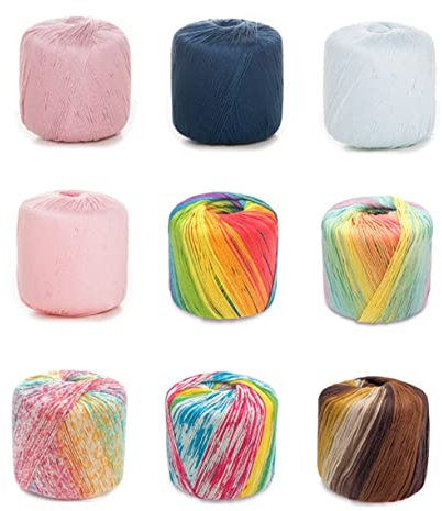 Anneome Gradient Crochet Yarn 133m Cotton Thread for DIY Knitting and Crochet Crafts, Thick Handstrickgarn Suitable for Scarves and Blankets