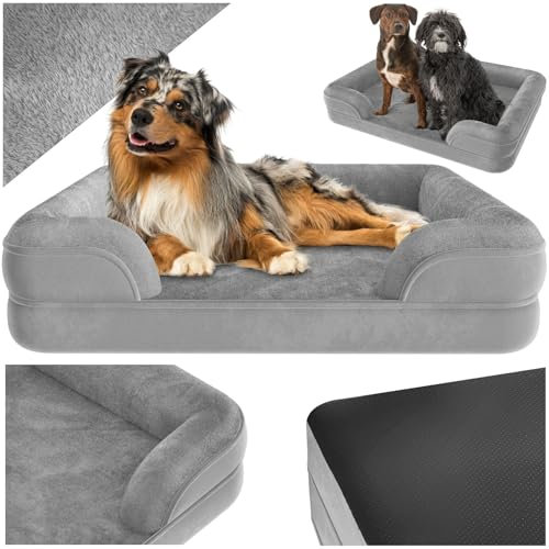 tectake® orthopädisches Hundebett, Kissen für Grosse und mittelgroße Hunde, flauschig und waschbar, Hundekörbchen mit Memory Schaum, Hundebox, Hundeliege, Hundekorb, Hundekissen (L - 94 x 72 x 18 cm)