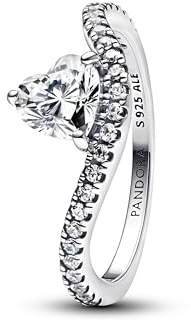 PANDORA Damen-Ring Welliges Pavé Herz Silber 193661C01