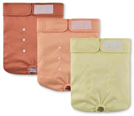 Amazon Basics Lot de 3 Couches Lavables Réutilisables pour Chien Femelle, Culotte, Haute Absorption, XL