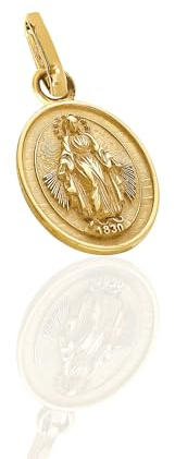 forme di Lucchetta - Wundertätige Madonna Immaculata | 585 Gold Katholische Medaille, 0.80g echtes 14 karat Gold, Anhänger Jungfrau Maria mit Geschenkbox enthalten, Made in Italy