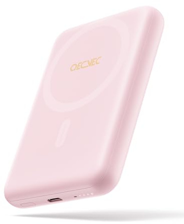 Mag-safe Portable Charger, Ultra-Slim 10,000mAh Magnetic Wireless Power bank, PD 20W Fast Charging Portable Charger, Magsafe-Compatible Battery Pack for iPhone Series, and More (Pink)