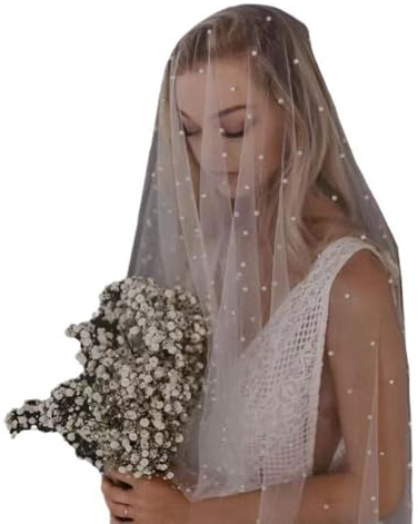 CHTME Hochzeitsschleier Brautschleier Haarschmuck 100cm Lange Brautschleier Tüll Brautschleier mit Kamm Perlen Schleier Braut-Schleier Hochzeit Schleier Für Braut Hochzeit Schleier Brautschleier