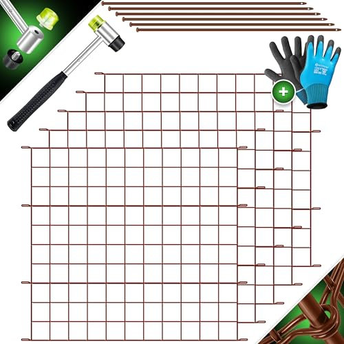 KESSER Set completo di 5 recinzioni da giardino con guanti, 1 martello + 6 barre di fissaggio, recinzione, set di recinzioni per animali domestici