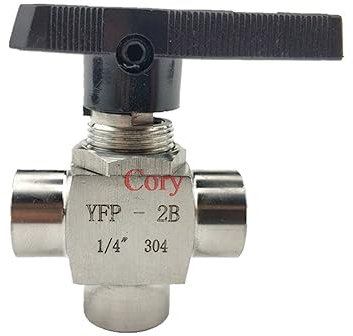 GXRQLHYZ 1PC Three-way Ball Valve Female Thread G1/8 G1/4 G3/8 G1/2 G3/4 BSP stainless steel 304 high pressure high temperature(3/8 Inch)