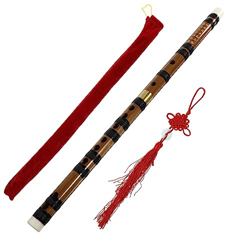 Kisangel Traditionelle Chinesische Holzflöte für Schüler Tragbare Bambusflöte als Einsteigerinstrument Leicht und Einfach zu Spielen