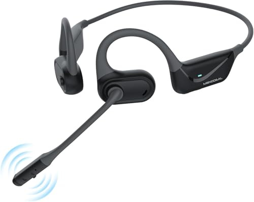 Monodeal Open Ear Headphones with Mic, Lightweight Bluetooth 5.4 Headset with Microphone Noise Cancelling Mute Button, Wireless Headset Earphones for Work, Driving, Home Office, Workouts