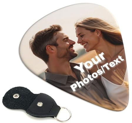 Personalisiertes Plektrum Foto Gitarren-Plektren Individuell und schnell gestalten mit Ihrem Foto Logo Text für Musiker Gitarrenspieler Bass E-Gitarre Akustikgitarre Ukulele (6 Stück/0.46mm)