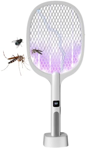Mateju Elektrische Fliegenklatsche USB C, Elektrische Fliegenklatsche Extra Stark Aufladbar USB Fliegenfänger Insektenfalle, für Indoor Küche Gärten (991G)