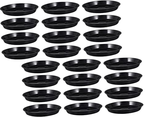 SEWOART 25 pièces Lot de Coupelles Rondes pour Pots de Fleurs Plastique Noir Plateaux de Récupération Eau pour Jardin et Intérieur Dérapant et Aux UV