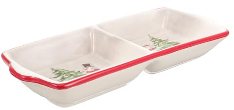 Cabilock Placa De Rejilla De Cerámica Para Salsas Como Platos Navideños Versátil Para Condimentos y Aperitivos Plato Cerámico Para Servir