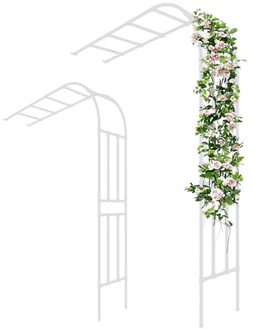 Pérgola de jardín de metal de 60 a 270 cm de ancho, resistente al óxido, medio arco para rosas, resistente y duradera, perfecta para plantas trepadoras y vides, decoración de jardín al aire libre