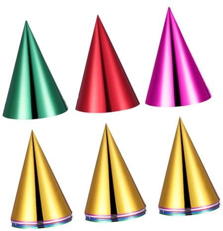 Toyvian 30 Stück Teiliges Metallic Folien Partyhüte Bunte Konische Papierkappen mit Elastischem Band Leichte Einweg-partyhüte für Erwachsene Geburtstag Weihnachten Silvester Fest Zubehör
