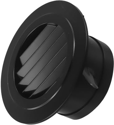 FUANA 1 x schwarzer runder Lüftungsschlauch aus ABS-Kunststoff, Diffusor-Abdeckung, Wand-Deckenmontage, Heizung, Kühlung und Luft