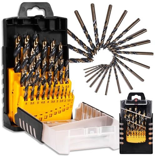 Brocas para Madera 25 Set 1-13 mm HSS-G, Punta de Tres Puntas Rectificada Total, Perforación Precisa y Fluida, Paso de 0,5 mm