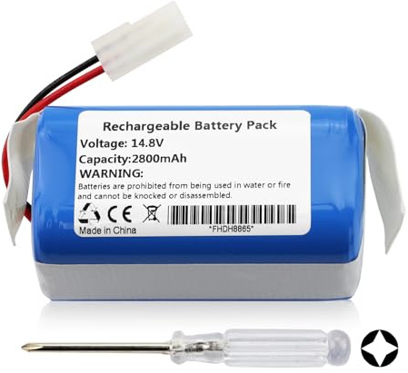K KYUER Aspirapolvere Batteria per Rowenta Explorer Serie 20/40 / 45/50 / 60,per Tefal Explorer Serie 20 40 60,per Puppy R30 / R30 Pro,per Flyco FC9601 14.8V 2800mAh Robot Vacuum Cleaner Battery