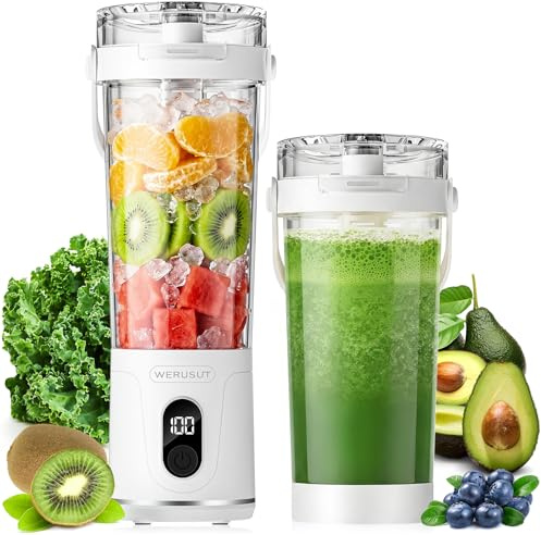 Portable mini Blender for Smoothies, Juices & Protein Shakes – 600ml Personal Blender, 26000RPM Motor with 12 Blades, Magic Bullet Blender, One-Touch Operation, Rechargeable smoothie maker
