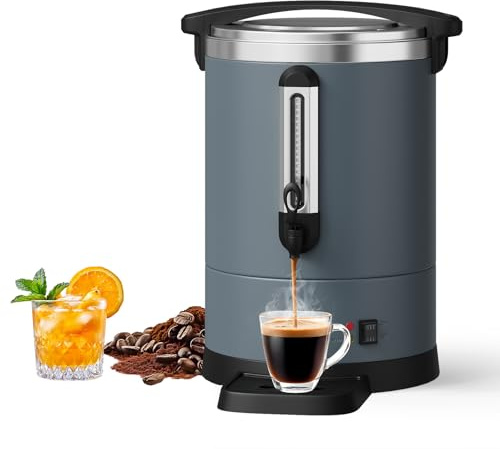 100-Cup Commercial Coffee Urn - 14L Double Wall Stainless Steel Electric Coffee Maker & Hot Water Dispenser, Fast Brew Large Capacity Brewer for Events, Catering, Parties, Buffets - 14L