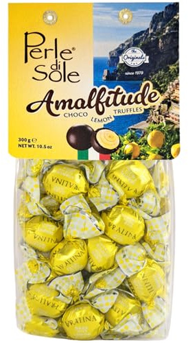 Perle di Sole ‘Amalfitude’ - Praline Cioccolato Fondente | con Crema di Limone Costa d’Amalfi I.G.P., 300 g - Cioccolatini ripieni al Limone, Dolcezza 100% Made in Italy