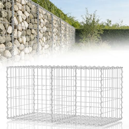Jayseuw Gabion 100 x 50 x 50 cm, panier métallique de 5 x 10 cm, idéal pour les pierres de gabion de 6 à 12 cm, paniers à gabions en métal galvanisé pour mur, panier métallique, jardin, fil épais de 4