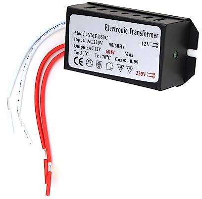 Jeffergarden to 12V Electronic Transformer, Compact Voltage Converter for Home Electronics, Power Supply for Halogen Lamps and Household Devices (60W)