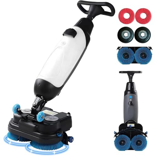 Pulidor de pisos, limpiador giratorio de doble cepillo con cabezal giratorio de 360° para suelos de madera, cerámica, terrazo, PVC y mármol