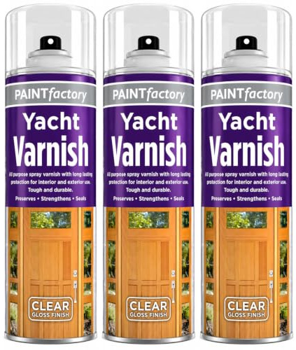 3X Clear Gloss Yacht Varnish Spray 250ml All Purpose Quick Dry