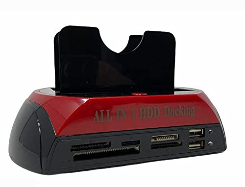 Vetrineinrete® Docking Station per 2 Hard Disk IDE e Sata 2,5”e 3,5” E-Sata Lettore HD Disco Rigido con hub USB 2.0 Ingresso SD tf xd C58