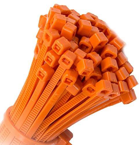Pack of 100x Strong Nylon 300mm x 4.8mm Orange Cable Ties