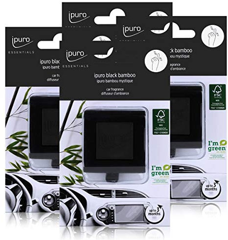 Essentials by Ipuro Car Line Autoduft black bamboo - Kräftig, grüne Frische vereint mit einer holzigen Nuance – ein herb-frischer Duft (4er Pack)