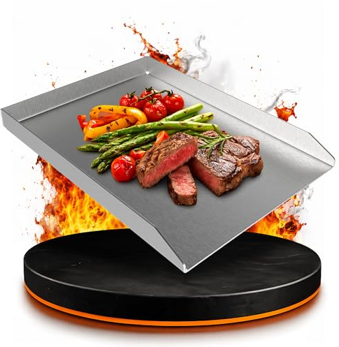 ELITE BBQ V2A Edelstahl Universal Grillplatte BBQ Plancha 40 x 30 massiv 4mm Stärke Grillblech Bratplatte geeignet für Holzkohlegrills Gasgrills wie Weber Napoleon Grill Campingaz Broil King