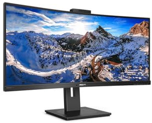 Philips 346P1CRH - 34 Inch QGHD Curved ultrawide Monitor, 100Hz, 4ms, VA, USB-C Dock, Webcam, Speakers, HDR 400 (3440 x 1440, 500 cd/m², HDMi/DP/USB-C/USB 3.2)
