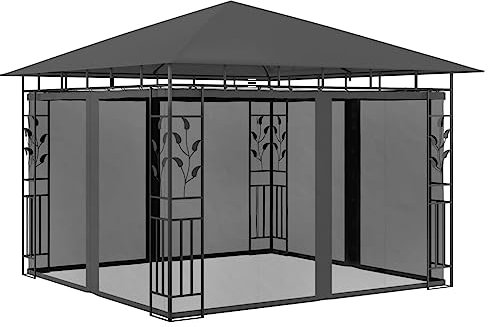 vidaXL Pavillon mit Moskitonetz 3x3x2,73 m Anthrazit 180 g/m²