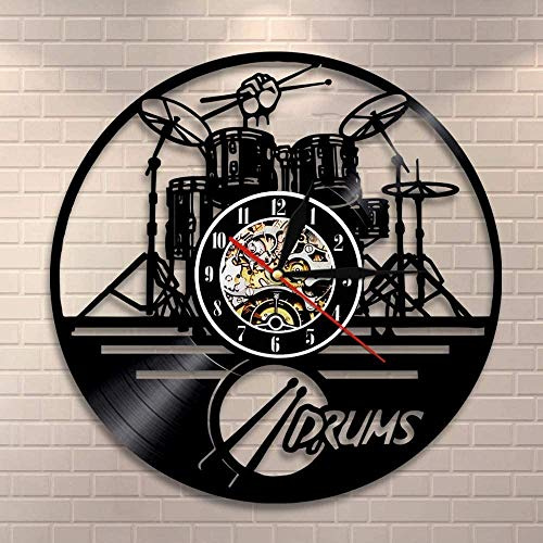Personalizzato batterista tamburo orologio da parete strumento musicale kit batteria decorazione da parete disco in vinile orologio da parete amante della musica batterista regalo