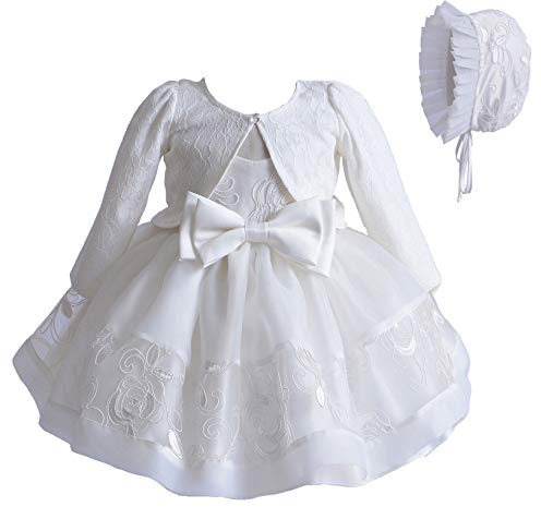 Carolilly Baby Mädchen Kleid Festlich Abendkleid Prinzessin Kleid Tutu Partykleid für Kleinkind Mädchen Brautjungfer Hochzeit Geburtstag (Weiß E, 6-9 Monate, 90)