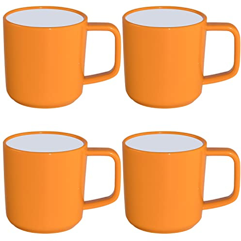 Juego tazas melamina antideslizantes elegantes colores 4 350ml amarillo